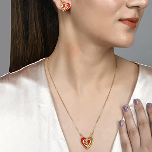 Edgy Hearts Pendant Set - Black and Silver